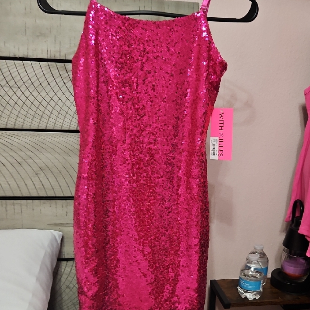 Joules Pink Sequin Kids Dress